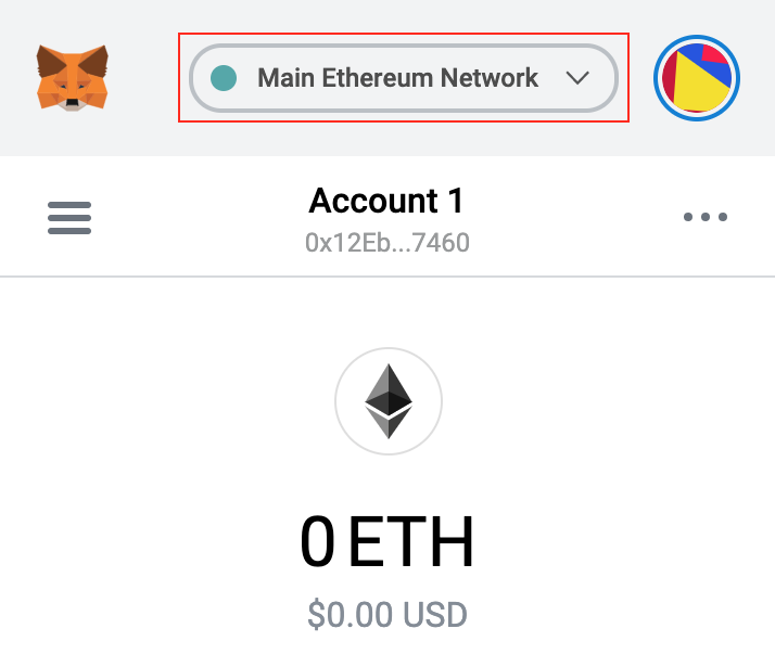 Select top drop-down for a list of blockchain networks