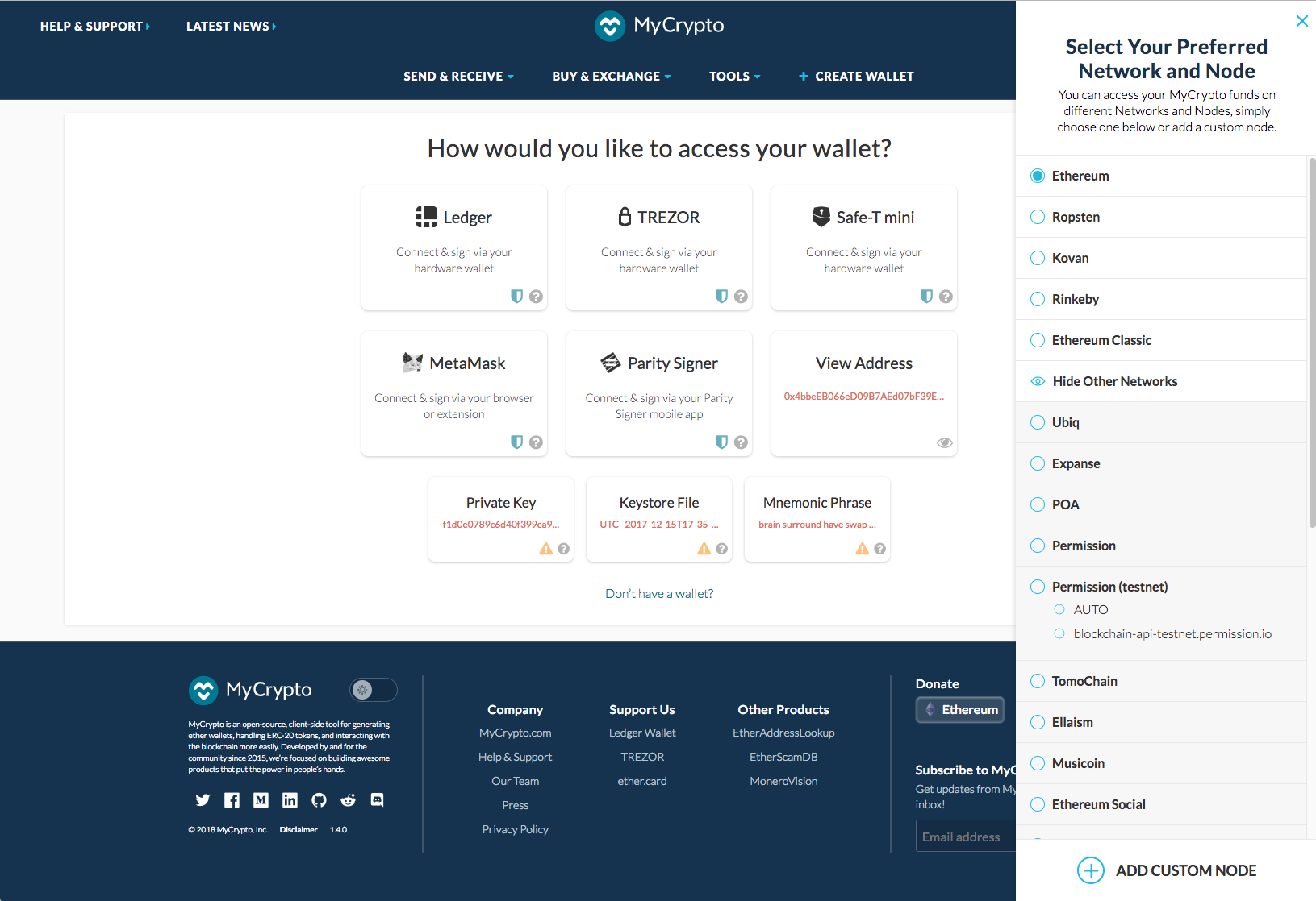 MyCrypto ASKT network